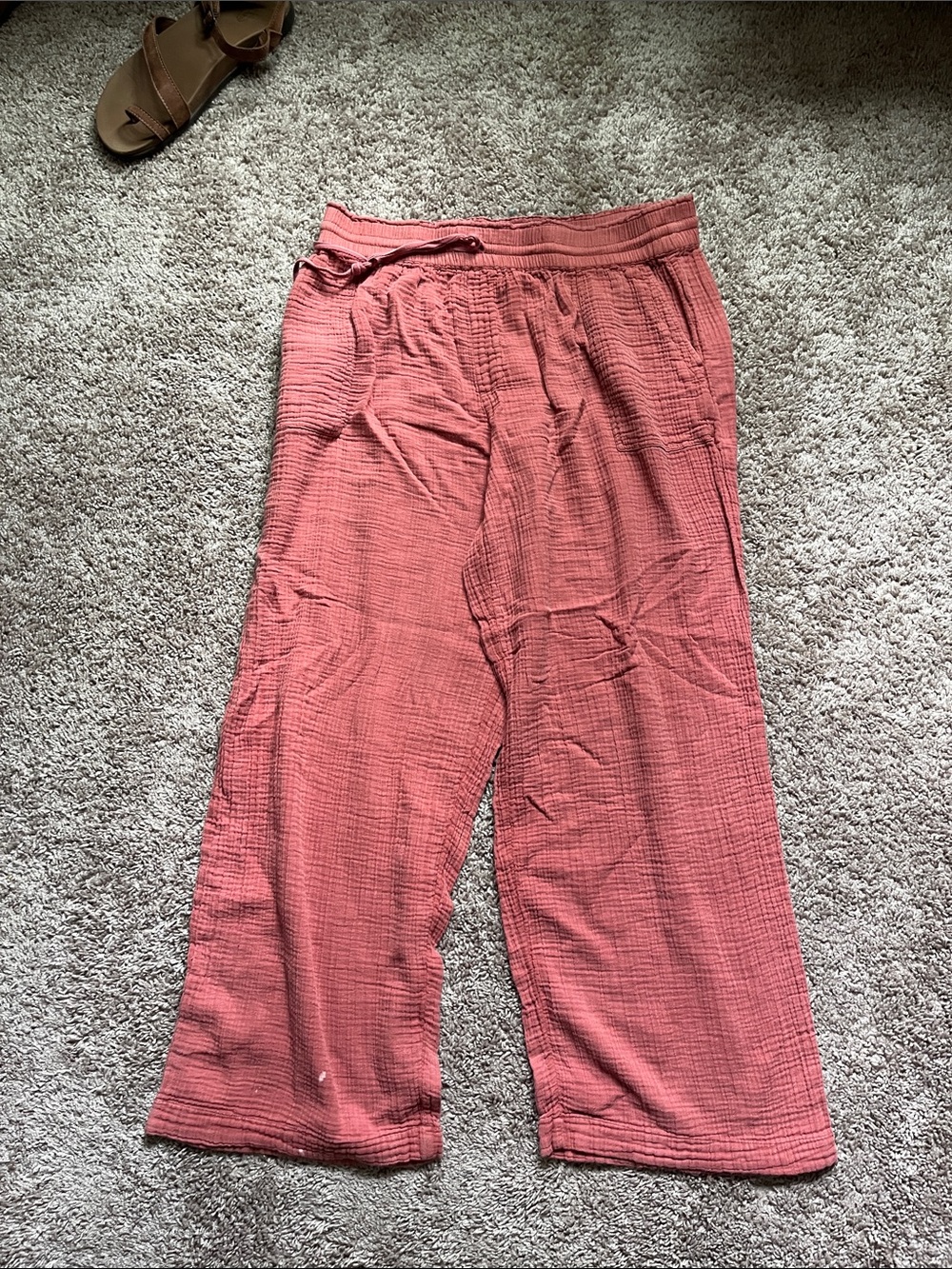 Westbound Soft Gauze Wide Leg Pants - Rose Clay